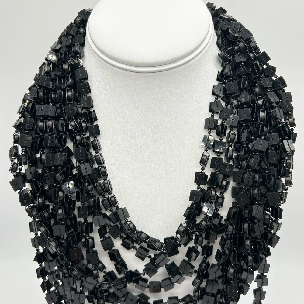 Chico’s Black Beaded Multi-Strand Necklace